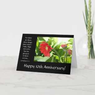 Carte 10e anniversaire, floral, verset de la bible sur l