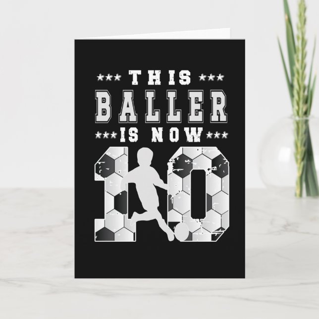 Carte 10e anniversaire Gift joueur de football 10 ans ga (Devant)