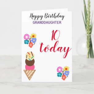 Carte 10e anniversaire Grandgirl Flowers Modifier l'âge