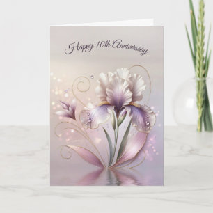 Carte 10e Anniversaire Iris Fleur Avec Etching Or