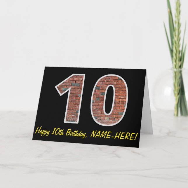Carte 10e anniversaire - Motif de mur de briques "10" av (Devant)