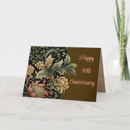 Carte 10e Anniversaire Personnalisable Élégant Floral Br