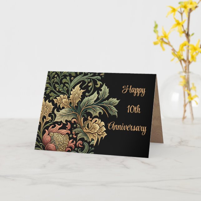 Carte 10e Anniversaire Personnalisable élégant floral no (Fleur jaune)