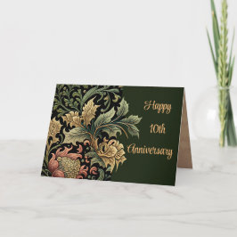 Carte 10e Anniversaire Personnalisable Élégant Vert Flor