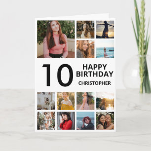 Carte 10e anniversaire Photo Collage 13 Photos Noir Blan