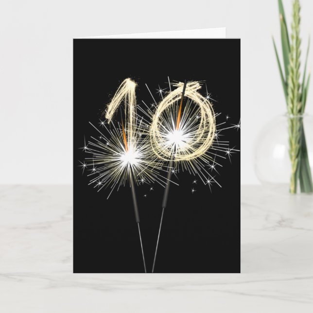 Carte 10e anniversaire Sparklers sur Noir (Devant)