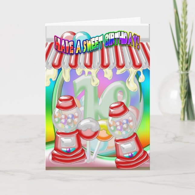 Carte 10e Birthday Card - Sweet Birthday - Gumballs (Devant)