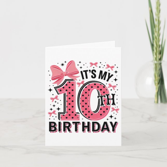 Carte 10e Coquette Anniversaire Fille 10 ans Coqu (Devant)