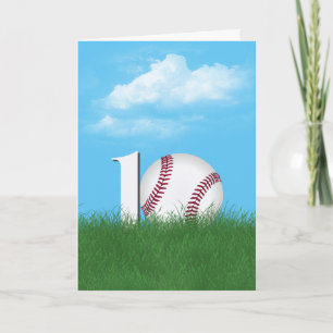 Carte 10ème Anniversaire Baseball En Herbe Verte