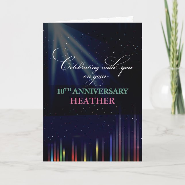 Carte 10ème Ciel d'anniversaire des employés, noir (Devant)