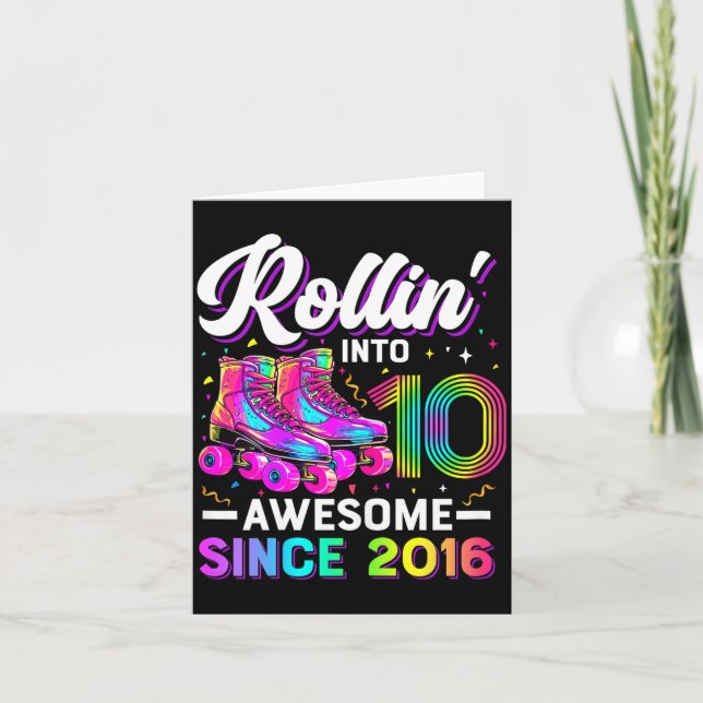 Carte 10th Birthday Shirt Girl 10 Year Old Roller Skate  (Devant)