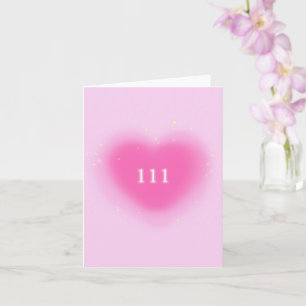 Carte 111 Joli Coeur rose Angel esthétique Numéro