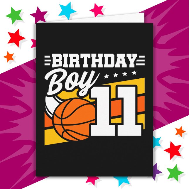 Carte 11 Ans Basketball Party 11e anniversaire garçon (Créateur téléchargé)