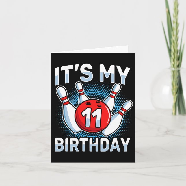 Carte 11 Ans Bowling 11e Anniversaire Fête Garçons Fille (Devant)