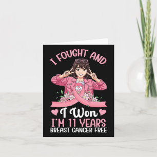 Carte 11 ans Cancer du sein Survivant Victory Rose Girl