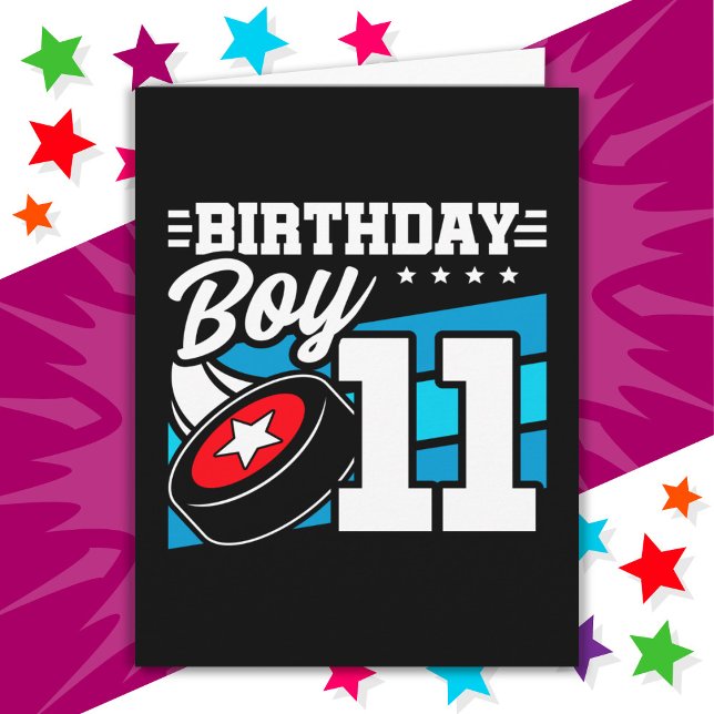 Carte 11 ans de la partie de hockey thème 11e anniversai (Créateur téléchargé)