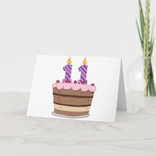 Carte 11 ans sur le gâteau d'anniversaire