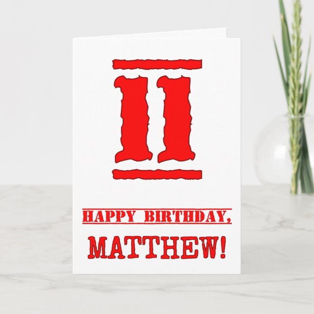Carte 11e anniversaire : Amusant, Timbre en caoutchouc r (Devant)