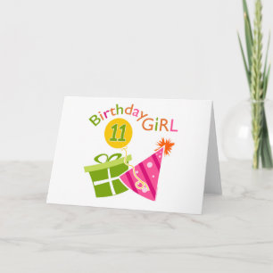 Carte 11e anniversaire - Anniversaire fille