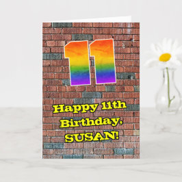 Carte 11e anniversaire : Arc-en-ciel amusant inspiré par