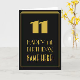 Carte 11e anniversaire - Art Déco Inspiré Look "11" & No