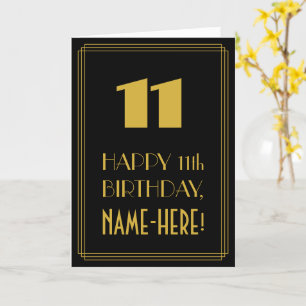 Carte 11e anniversaire - Art Déco Inspiré Look "11" & No