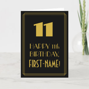 Carte 11e anniversaire ~ Art Déco Inspiré Look "11" & No