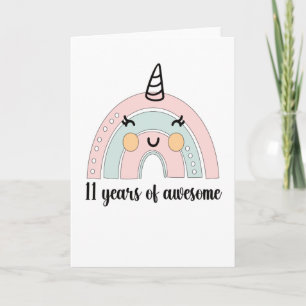 Carte 11e anniversaire Boho Arc-en-ciel 11 ans licorne