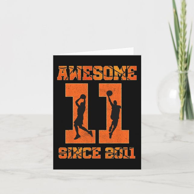 Carte 11e anniversaire Boy Basketball stupéfiant depuis  (Devant)