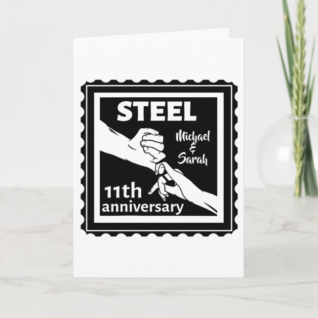 Carte 11e anniversaire du mariage tenant la main (Devant)