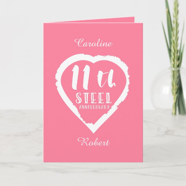 Carte 11e anniversaire mariage coeur (Devant)