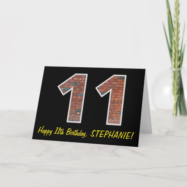 Carte 11e anniversaire - Motif de mur de briques "11" av (Devant)