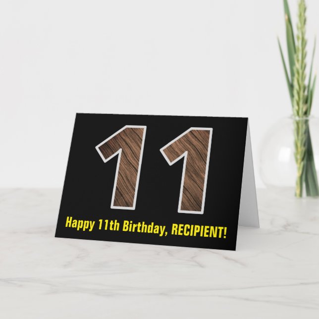Carte 11e anniversaire : Nom + Faux Motif de grains de b (Devant)