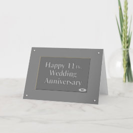 Carte 11ème heureux. Acier d'anniversaire de mariage