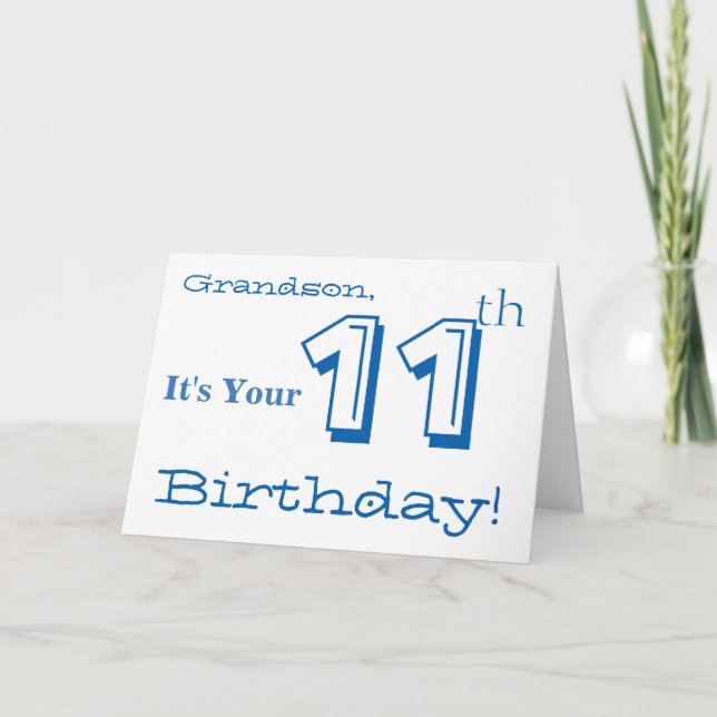 Carte 11ème salutation de l'anniversaire du petit-fils (Devant)