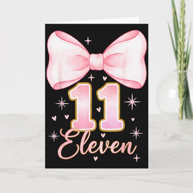 Carte 11th Birthday Girl Coquette Bow Its My Eleven Birt (Devant)