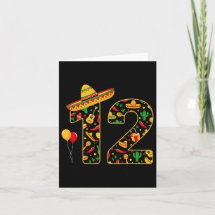 Carte 12 12e anniversaire Mexicain Sombrero Maracas Cinc