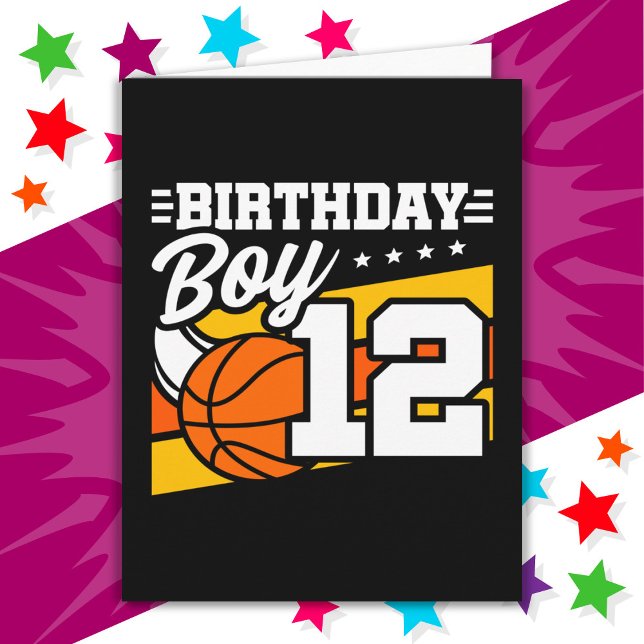 Carte 12 Ans Basketball Party 12e anniversaire garçon (Créateur téléchargé)