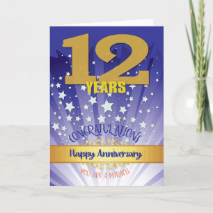 Carte 12 ans de récupération Anniversaire Bold Numéros
