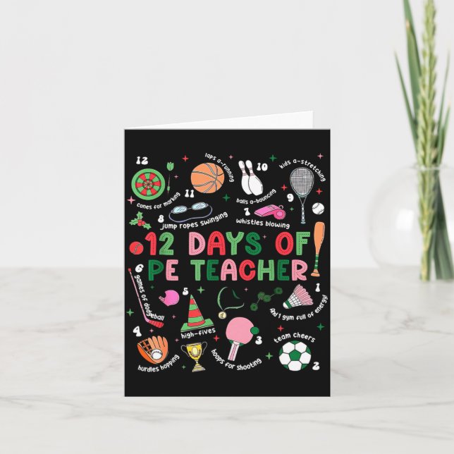 Carte 12 Days Of Pe Teacher Physical Education Gym Coach (Devant)