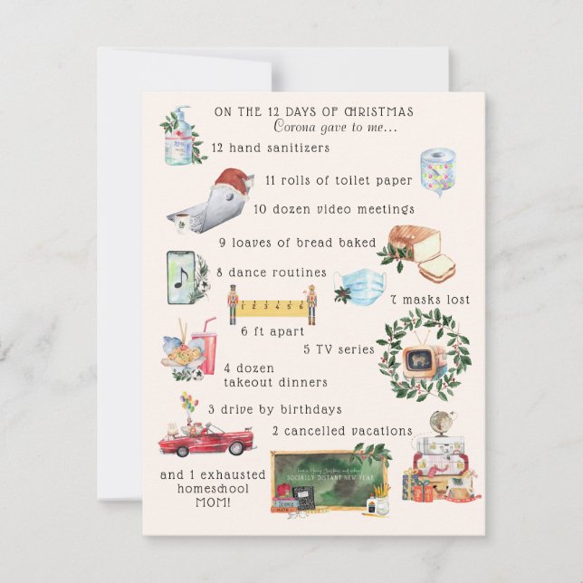 Carte 12 Jours de Covid | Photo de vacances "Quarantine" (Devant)