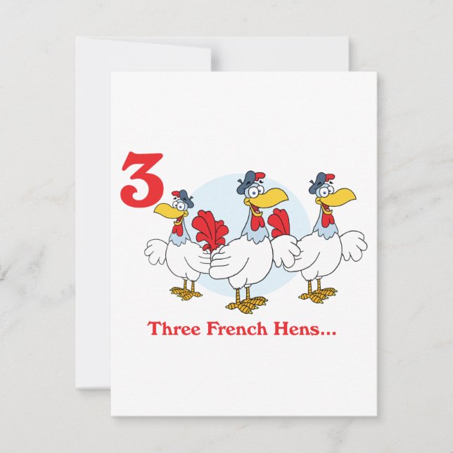 Carte 12 jours trois poules françaises (Devant)