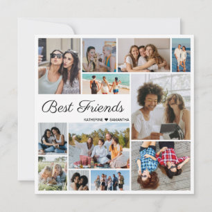 Carte 12 Photo Collage Meilleurs Amis Forever Flat Card