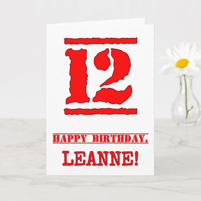 Carte 12e anniversaire : Amusant, Timbre en caoutchouc r (Petite plante)