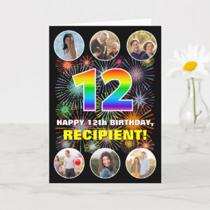 Carte 12e anniversaire : Arc en ciel amusant #, Nom pers