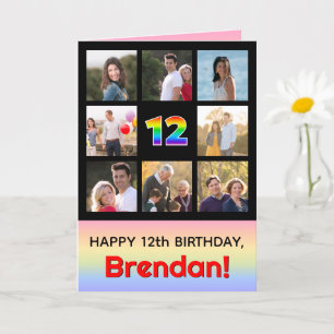 Carte 12e anniversaire : Arc-en-ciel amusant #, photos p
