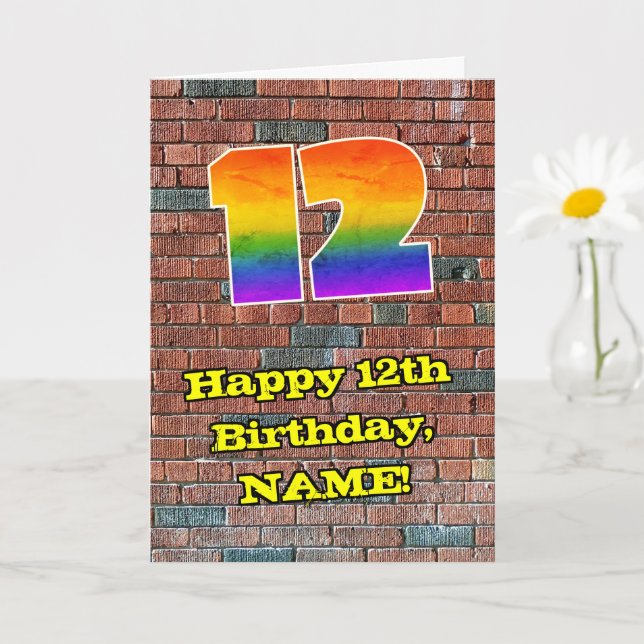 Carte 12e anniversaire : Arc en ciel inspiré par les gra (Petite plante)