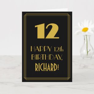 Carte 12e anniversaire ~ Art Déco Inspiré Look "12" & No
