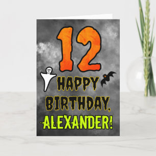 Carte 12e anniversaire : Eerie Halloween Thème + Nom per