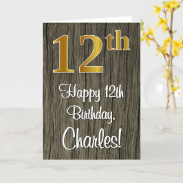 Carte 12e anniversaire : Elégant look d'or Faux #, Faux 
